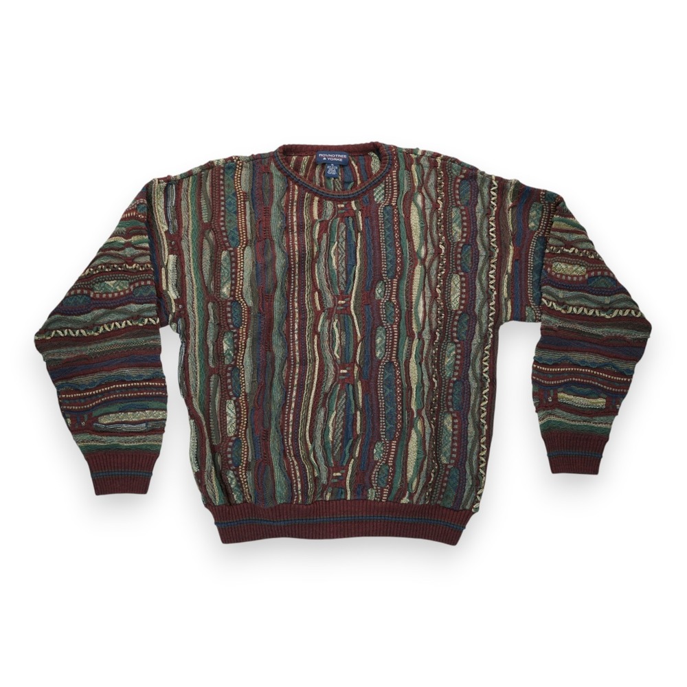 Vintage‎ Roundtree & Yorke Coogi Cosby Style Textured Knit Sweater Mens XL